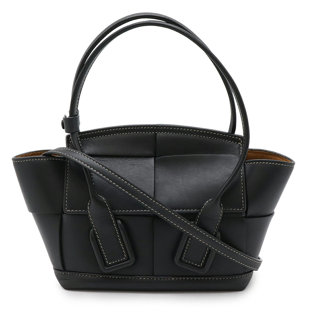 BOTTEGA VENETA Maxi Intrecciato The Arco 2way Shoulder Bag Leather Black